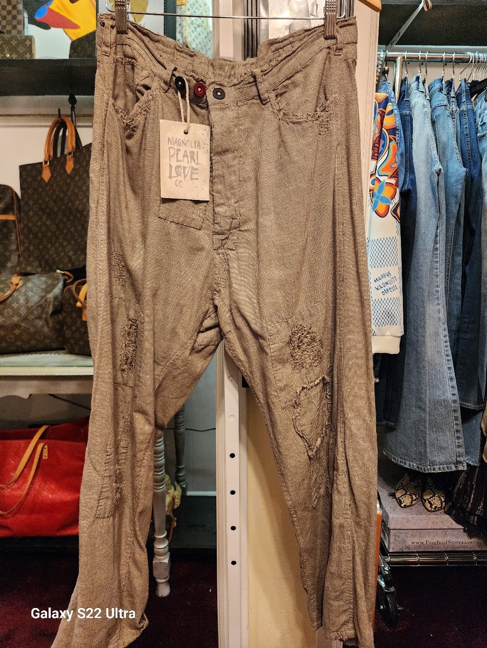 Magnolia Pearl Relaxed Distressed Taupe Pants